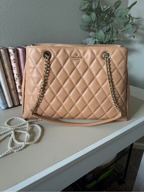 kate spade Quilted Leather Shoulder Bag in Tan